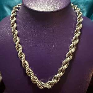 Vtg HEAVY TAXCO 950 Sterling Silver Twisted Rope Chain Necklace 3.8 oz TC 22 E